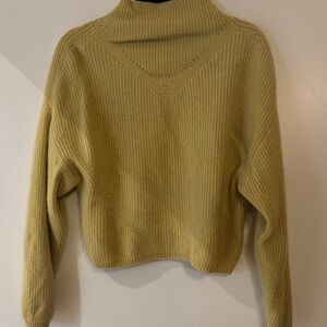 Anthropologie Mustard Cowl Neck Sweater, 100% Cashmere, Small